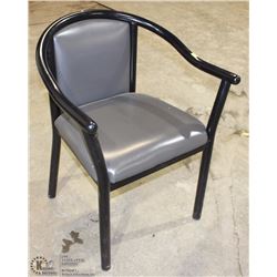 3 GREY METAL  & LEATHERETTE CHAIRS