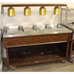 58" 4-WELL WARMING TABLE W/ HEAT LAMPS