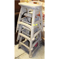 LOT OF 3 RUBBERMAID PLASTIC HIGHCHAIRS