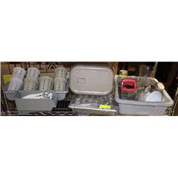 SHELF CONTENTS: SILVERWARE, SHAKERS, SUGAR CUPS