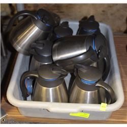 BUS PAN WITH 9 SERVING THERMOS CARAFES