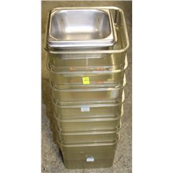 LOT OF 7 DRY GOODS BINS & 6 ASSORTED INSERTS