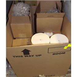 LOT OF 8 CERAMIC TEAPOTS & 8 ROLLS OF 1PLY TISSUE