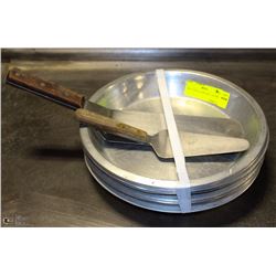 TEN 10" PIE PLATES AND 2 LIFTERS.