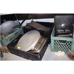 LOT OF MISC STAINLESS STEEL LIDS AND ASSORTED POT