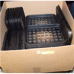 BOX OF ASSORTED CAST IRON BAKING PANS