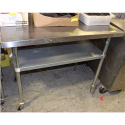 2 TIER STAINLESS STEEL PREP TABLE ON WHEELS