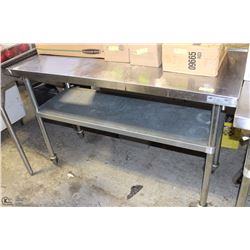 2 TIER STAINLESS STEEL PREP TABLE ON WHEELS