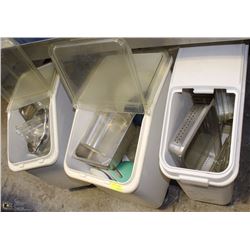 LOT OF 3 ROLLING DRY GOODS STORAGE BINS WITH
