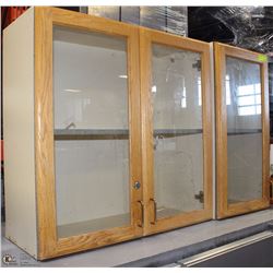 LOT OF 2 GLASS DOOR CUPBOARDS, 1 IS SINGLE SECTION