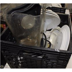MILK CRATE WITH ASSORTED RESTAURANT SERVING