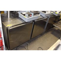 STAINLESS 8' 3 DOOR UNDER COUNTER COOLER.