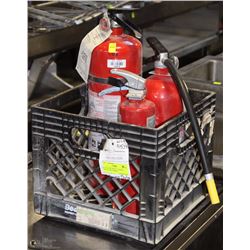 BLACK TOTE WITH 2  CHARGED  FIRE EXTINGUISHERS