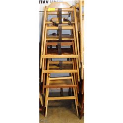 LOT OF 5 WOODEN HIGH CHAIRS