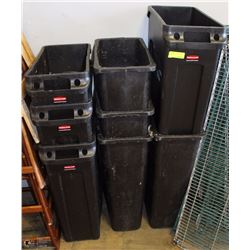 LOT OF 8 ASSORTED RUBBERMAID GARBAGE BINS