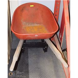 METAL AND WOOD WHEELBARROW
