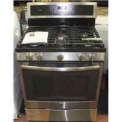 GE BLACK AND STAINLESS CONVECTION  GAS TOP STOVE