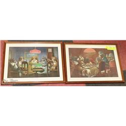 A PAIR OF FRAMED DOGS PLAYING POKER PICTURES