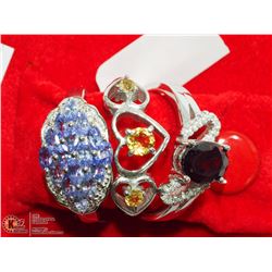 32) 3 SETS OF STERLING SILVER GEMSTONE RINGS