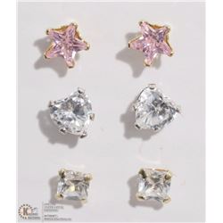 38) 3 SETS OF 14KT GOLD CZ STUD EARRINGS