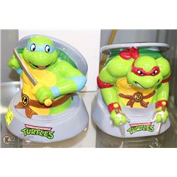 TWO TEENAGE MUTANT NINJA TURTLES COIN BANKS