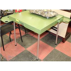 FOLDING TABLE WITH DRINK HOLDER AND CHIP DRAWERS
