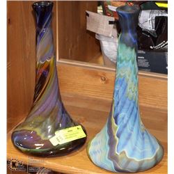 SET OF TWO - HANDCRAFTED CANDLEHOLDERS/VASES