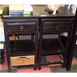 TWO WOOD TALL END TABLES