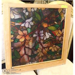 FLORAL FAUX STAINED GLASS WINDOW 28X27.5"