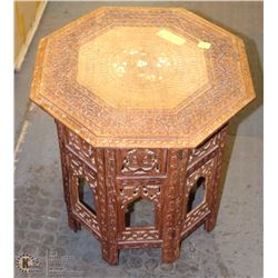 VINTAGE HAND CARVED ASIAN INLAY METAL FOLDING