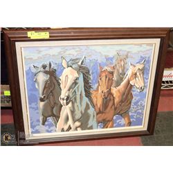 LARGE HORSE THEME OIL PAINTING 24” X 19”