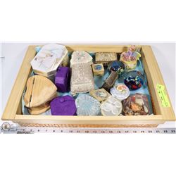 WOODEN AND WICKER CONTAINER FULL OF