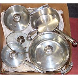 BOX W/4 POTS WITH LIDS - HOUSEHOLD