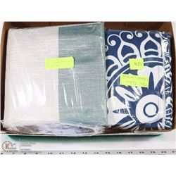 FLAT OF 4 NEW ASST FABRIC SHOWER CURTAINS,ASST