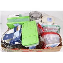 LARGE FLAT OF NEW KITCHENWARE ,CONTAINERS,ETC
