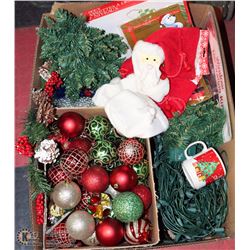 BOX OF CHRISTMAS ITEMS INCL. TREE