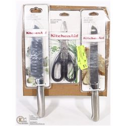 SET OF 3 NEW KITCHENAID KNIVES,7" SANTOKU,8"