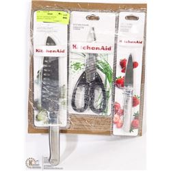 SET OF 3 NEW KITCHENAID KNIVES,7" SANTOKU,3.5"