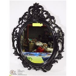 BLACK FLORAL DESIGNER MIRROR,23" BY 18"