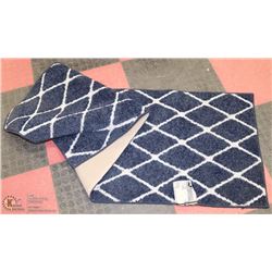 HOMETRENDS ACCENT RUNNER ,RUBBER BACKED,DARK BLUE