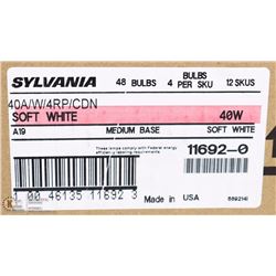 CASE OF 48 SYLVANIA 40 WATT BULBS