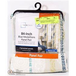 MAINSTAYS BLUE MEDALLIONS GROMMET CURTAINS,2 PANEL