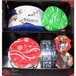 BOX OF ASSORTED CHRISTMAS TINS