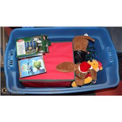 LARGE TOTE OF CHRISTMAS DECORATION ITEMS, INCLUDES