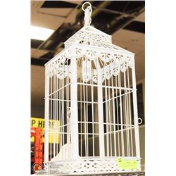 COTTAGE CHIC HANGING METAL BIRDCAGE LAMP