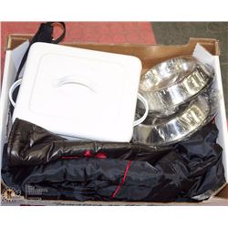 LOT OF DOG ITEMS: INCLUDES 2 DOG COATS, 2 LARGE
