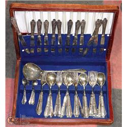 48 PC ESTATE SILVERWARE SET IN WOOD BOX