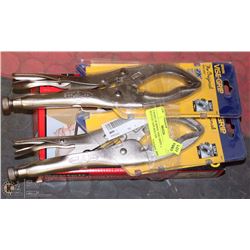 2 PAIRS OF IRWIN VISE GRIPS & SCOTCH TAPE ROLLER