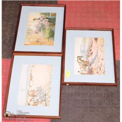 SET OF 3 FRAMED VINTAGE PICTURES BY C.L.