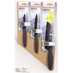 SET OF 3 NEW STARFRIT ROCK NON-STICK KNIVES